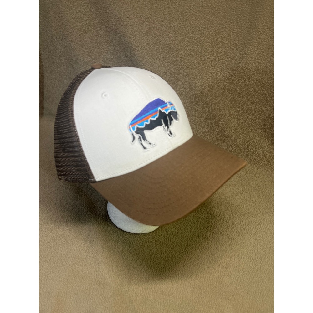 Patagonia Fitz Roy Bison Trucker Hat Brown White Mesh Snapback Cap 38283